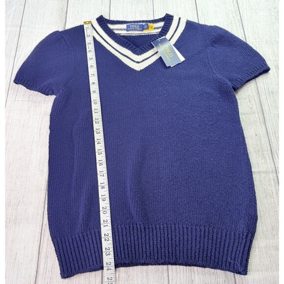 Polo Ralph Lauren Girls Cotton Cashmere Cricket Sweater Short Sleeve Size Med - Picture 3 of 8